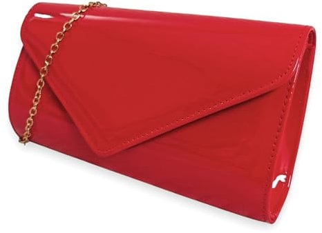 fi9 Handtasche aus Lackleder, für Braut, Hochzeit, Abend, Party, Clutch, rot, medium