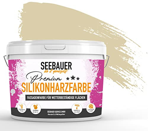 SEEBAUER diy Silikonharz-Fassadenfarbe Braun 300ML für Außen (No. 659 Olive Oil) Selbstreinigende Fassadenfarbe mit Lotuseffekt - Geeignet für Putz, Mauerwerk und Beton