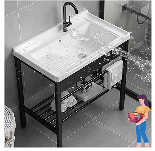 Fregadero De Cerámica, Fregaderos Modernos Para Cocina, Kitchen Sink, Fregaderos Acero Inoxidable, Inoxidable Con Agua Fria Y Caliente Grifo, Para Exteriores, Restaurante, Lavandería, Bar ( Color : Ne