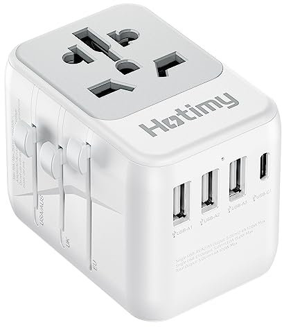 International Adaptateur Prise Universelle de Voyage, Hotimy, avec 1 Type C et 3 USB, avec Doubles Fusibles de 10A, France vers USA Canada UK Japon Australie