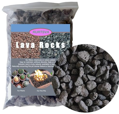 Medium Lava Rock 5LBS, 1' - 2' Natural Volcanic Stones Use in Fireplace, Fire Pit or Bowl Rocks for Indoor Outdoor Natural Gas Propane Fires and Decorative Landscaping-Black