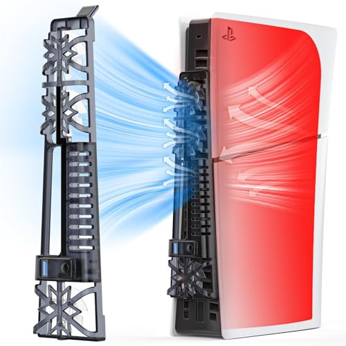 Cooling Fan for PS5 Slim Accessorie Cool Fan Auto Power On/of/Adjustable by Sensing Temperatures, 2-level Speed for PS5 Slim Cooling Fan USB 3.0 HUB (PS5 Slim cooling Fan)