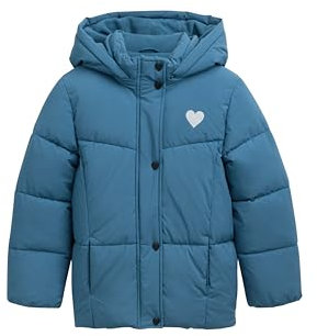 Tom Tailor Mädchen Kinder Puffer Winterjacke mit Abnehmbarer Kapuze,36482 - Dusty Petrol, 116/122