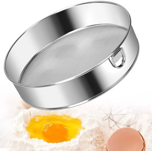 8 Inch Stainless Steel Flour Sieves 20cm Sieve Fine Mesh Round Sifting Sieve Flour Sifter Handheld Sugar Sieve Flour Shaker for Bake Decorate Cakes, Pies, Pastries, Cupcakes