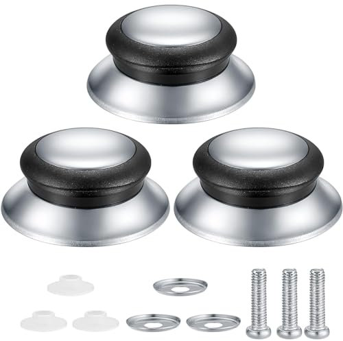 3 Piezas Pomo Tapa Olla, Mango de Perilla Menaje, Pomos Universales de Repuesto para Tapa de Sartén, Pomos Circulares de Baquelita, para Manijas de Tapadera de Repuesto