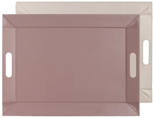 Freeform - Plateau Bicolore Réversible en Simili Cuir - Rose poudré/Crème - 55 x 41 cm - Set de Table, Élégant, Adaptable à votre Décoration