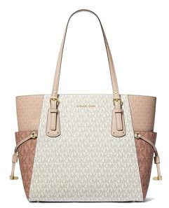 Michael Kors Voyager East/West Tote, Optic White/Ballet, Optic White/Ballet