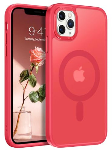 BENTOBEN Magnetic for iPhone 11 Pro Max Case, [Compatible with MagSafe] Translucent Matte Frosted Anti-Fingerprint Slim Shockproof Women Men Protective Cover Case for iPhone 11 Pro Max 6.5,Red