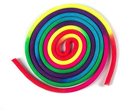 Cuerda de gimnasia, cuerda de color arcoíris para gimnasia rítmica, cuerdas de saltar de entrenamiento, cuerda de saltar de gimnasia, cuerda de entrenamiento de arte sólida para competición (arcoíris)
