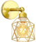 PETITES ECREVISSES Wandleuchte Holz Innen Vintage Wandlampe E27 Industrial Lampe Einstellbarer Lampenschirm 16CM Metall Deckenleuchte für Schlafzimmer Flur Wohnzimmer (Gold, C-1 Stück)
