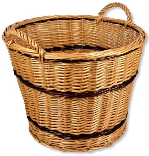 Kaminkorb in 4 Größen WIKLER Holzkorb Kartoffelnkorb Korb Weide Kiepe Gartenkorb Erntekorb Rund (Durchmesser 50cm)