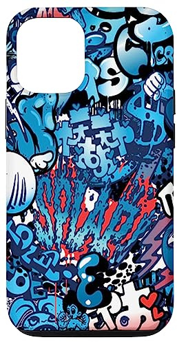 Blue Graffiti Art Phone Cover Case for iPhone 12/12 Pro