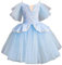 EFLALYHG Professionelles Ballett-Tutu, langes Tüllkleid für Mädchen, weißes Schwan-Ballettkleid, Performance-Tanz-Ballerina-Kostüm,Blau,160