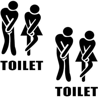 2PCS Bathroom Sticker Bathroom Door Sticker Toilet Stickers Bath Tub Removable Wall Art Vinyl Decal for Bathrooms Wall Stickers Waterproof Decal Walls Decor Waterproof Stickers (Toilet)