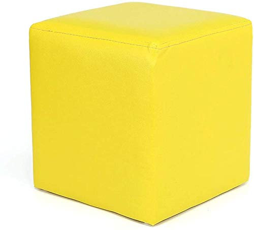 Fußhocker, Fußhocker, Frisiertisch, Fußstütze, Fußhocker, Lederhocker für Zuhause, Wohnzimmer, Sofabank, Schuhbank, quadratischer Ottoman für Erwachsene, 27 × 27 × 27 cm (Farbe: Gelb)