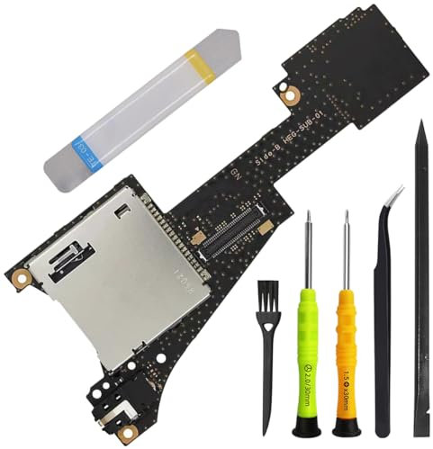 ZHUROUPU Game Card Reader Cartridge Micro SD Card Slot Replacement HEG-SUB-01 with Headphone Jack for Nintendo Switch OLED, Memory TF Card Adapter Audio Jack Socket Daughterboard with Repair Tools