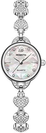 OIDEA Damen Uhren Armbanduhr mit Strass: Silber Uhr Analog Quarz Edelstahl mit Rund Zifferblatt Elegant Herz Strasssteine Geschenk für Frauen Freundin Schwester
