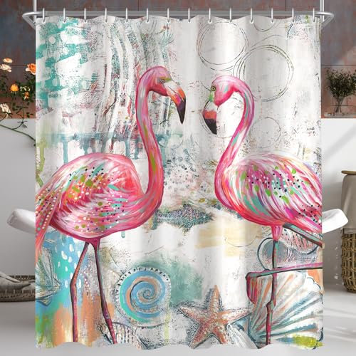 Lerores Duschvorhang 180x160cm, Liebesvogel Pflanze Beschwerter Saum Antischimmel Textil, Wasserabweisend, Waschbar Polyester Stoff Badevorhänge für Badezimmer, Badewanne mit 12 Duschvorhangringe