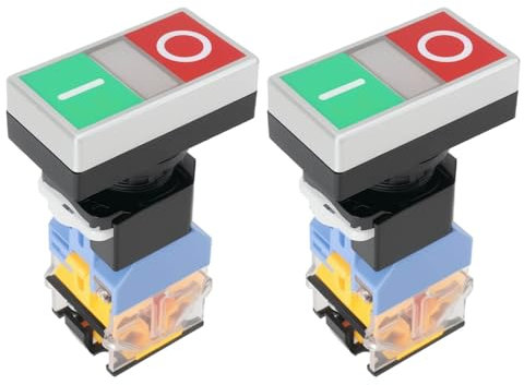 VGOL 2 Pulsadores Momentáneos de 22 Mm 10 A 220 V con Luz Indicadora 1 NO 1 NC LA38-11D/RG para Diferentes Instalaciones Industriales