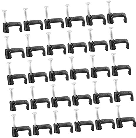 NULYLU 100Pcs Black J Hooks with Nails Half Clamps for Pipe Support Durable Fixing Tools for Woodwork and Clamp Fasteners Secure Installation