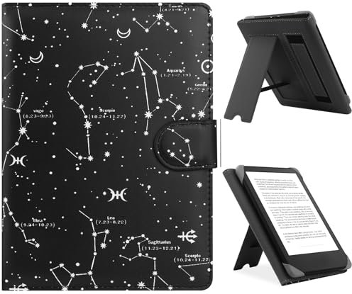 HoYiXi Étui Universel pour 6.8 Pouces,7 Pouces eReader Compatible Pocketbook/Tolino/Sony E-Book Reader Kindle Paperwhite/Kobo Clara HD/Kobo Clara 2E Coque Housse avec Support,Constellation
