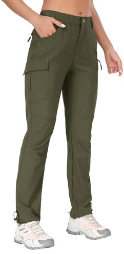 GymBrave Pantalon de Randonnée pour Femmes Léger Séchage Rapide Été Cargo Imperméable Montagne Pantalon Travail 3/4 Extensible avec Poche Zippée