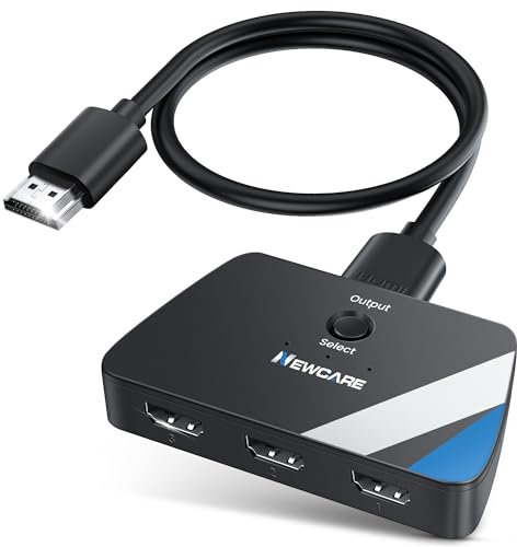 NEWCARE HDMI Switch 3 in 1 Out mit 2.6 ft Kable, 4K@60Hz hdmi Splitter 3 in 1 Out, 3 Port hdmi Switcher Verteiler Unterstützt Dolby Atmos HDR10