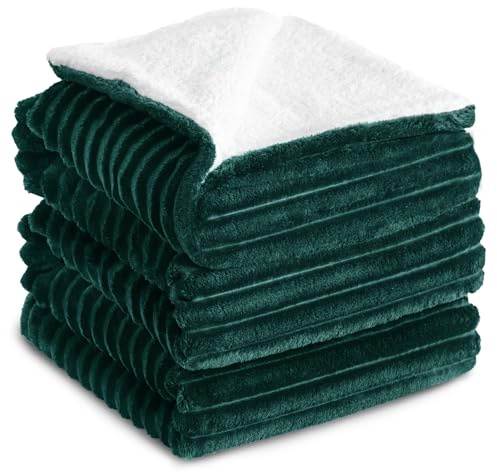RUIKASI Sherpa Decke Warme Kuscheldecke Flauschige 230x270 cm Grün | Weiche Winterdecke Cord für Sofa & Couch, Dicke Wolldecke, Kuschelig & Warm Wohndecke, Fleecedecke für Wohnzimmer
