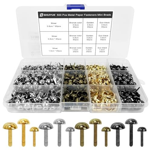 500 Stück Musterbeutelklammern Musterklammern Rundkopfklammern Mini Brads Postklammern Mini Brads Musterbeutelklammern Musterbeutelklammer Rundkopfklammern Für Schule Büro Papier