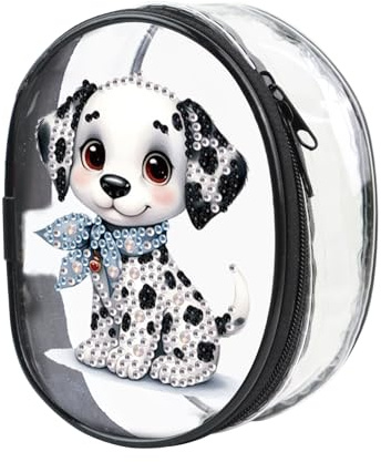 DCIDBEI Diamond Painting Münzgeldbörse Geldbörse Kreditkartenbörse mit Reißverschluss Schlüsselanhänger Klein Geldbeutel Business Card Mini Wallet für Damen Schlüsselaufbewahrungstasche Hund