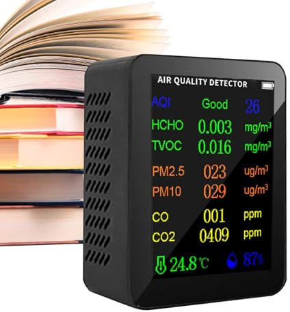 Rilevatore di qualità 'aria, rilevatore di qualità 'aria interna | 10 in 1 monitor ad alta precisione con allarme | Tester di qualità 'aria con sensori di temperatura e umidità per casa, soggiorno, sc