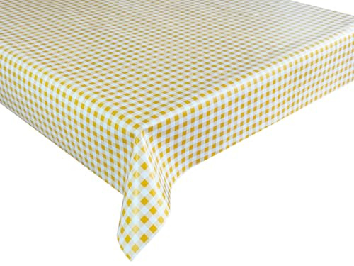 Wachstücher Tischdecke Wachstuch Gartentischdecke wasserdichte Abwaschbar Gelb Kariert C-16-5 100x140 cm