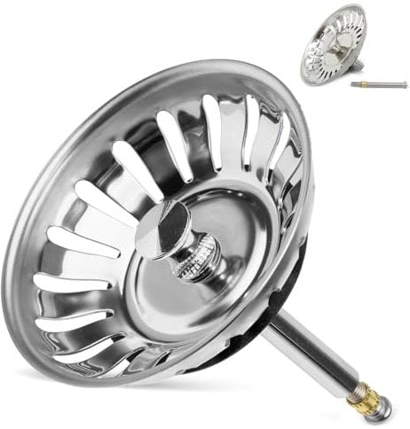Tapón Fregadero de Cocina 80mm Universal, Colador Fregadero Tapón Desagüe Acero Inoxidable Colador Cesta para Cocina Blanco y Franke
