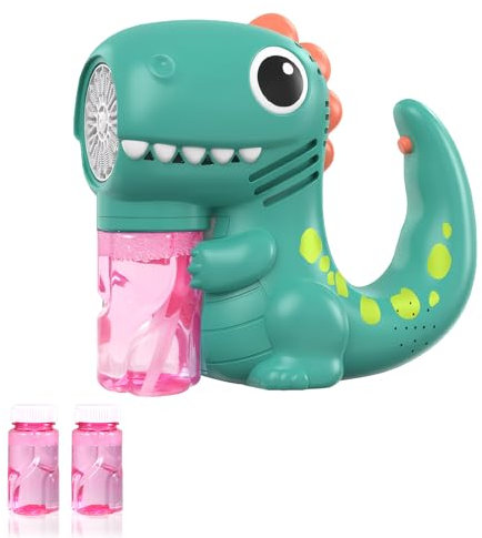 Dinosaurier Seifenblasenmaschine, Dino Seifenblasenspielzeug Kinder, Dinosaurier seifenblasenpistole mit Musik für Junge&Mädchen 3 4 5 6 7 8 Jahre （C (Green)