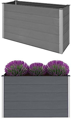 Gecheer Pflanzkasten WPC Alu 150x50x91cm Hochbeet Blumenkasten Pflanzkübel