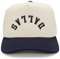 Funky Junque Vintage-Snapback-Hut aus Segeltuch – verstellbare zweifarbige Kappe für Männer und Frauen – Put It On My, Cowboy, Girl Dad, Funny, Dallas (Upside Down), Marineblau/Beige, Einheitsgr��e