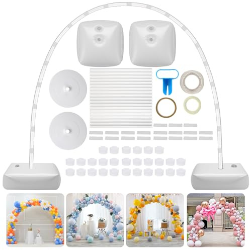 Reusable Balloon Arch Stand Kit - 3M Wide & 2.5M Tall Adjustable Balloon Arch Kit with Water-Fillable Bases & 40 Balloon Clips for Weddings, Graduations, Holiday Parties
