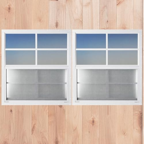 Shineforu Schuppenfenster, 53,3 x 68,6 cm, 2 Stück, kleine Fenster mit gehärtetem Glas, bündige Montage, ultimative Wahl für Hühnerstall, Gewächshaus, Garage, Spielhaus