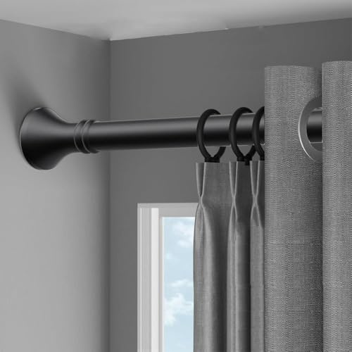 CVFOMBN Teleskopstange Zum Klemmen 3m 4m 5m Gardinenstange Ohne Bohren Duschvorhangstange Vorhangstange Ohne Bohren Verstellbare Teleskopstange Stange Zum Klemmen,Schwarz,360×450cm