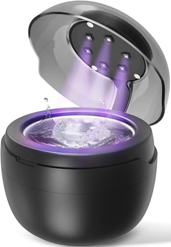 Klarsonic Ultraschallreinigungsgerät, 50kHz Dental Pod, 250ML Ultraschallreiniger, Ultrasonic Cleaner mit 6 UV Lampe für Zahnspangen, Zahnschiene, Retainer, Zahnersatz, Prothesen, Aligner, Schmuck