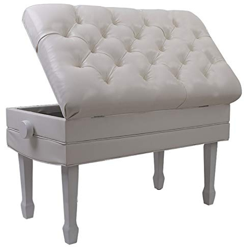 SnamicE Klavierhocker, höhenverstellbar, Klavierbankhocker, Doppeltastaturbank mit Aufbewahrungsfunktion, weiß, höhenverstellbar: 52-62 cm,