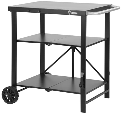 BBQ-Toro Carrello Pieghevole Per Barbecue Da Esterno, 60 X 80 X 82 Cm, Nero, Tavolo Da Griglia, Carrello Da Servizio, Tavolo Laterale Per Grill A Gas