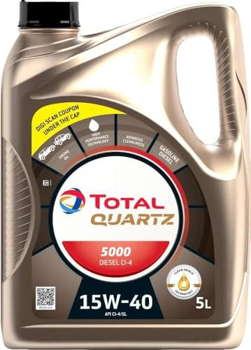 Total Quartz 5000 15 W-40 Multigrade Diesel Aceite de Motor, 5 L