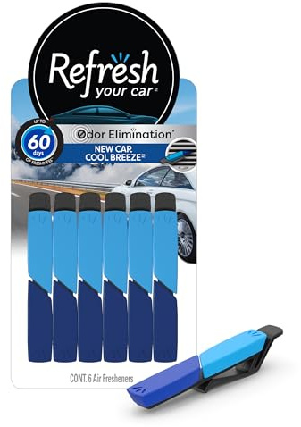 Refresh Your Car! Vent Air Freshener (New Car /Cool Breeze Scent, 6 Pack)