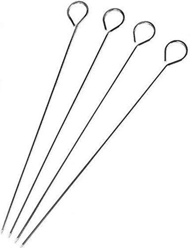 4 x pinchos para barbacoa - acero inoxidable shashlik - 24 cm - barbacoa palo metal kebab