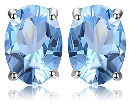 JewelryPalace Ovalschliff 1.9ct Natur Himmel Blauer Topaz Birthstone Ohrstecker Silber 925 Damen, Schmuck Set, Ohrringe Silber Edelstein Mädchen, Ohrstecker Silber Klein mit Stein Frauen Geschenk