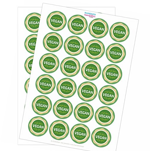 48 x Etiketten VEGAN grün für Ihre individuellen Produkte - Manufaktur - Hotel Buffet - Aufkleber Sticker im Set