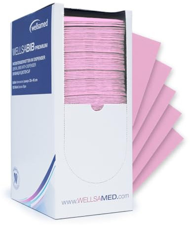 wellsamed Patientenservietten 125 Stück im Dispenser 3-lagig 33 x 45 cm Arbeitsplatzabdeckungen Kosmetik Tattoo Studios Praxis (Rosa)