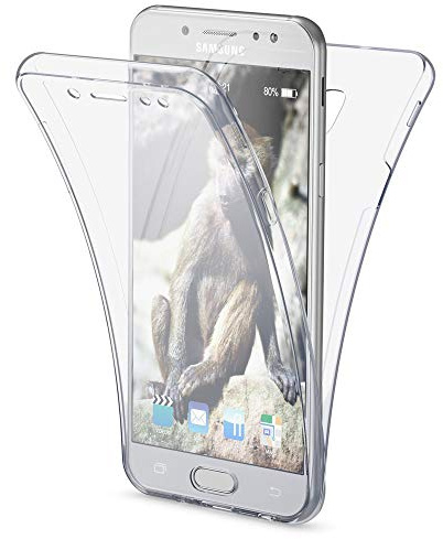 NALIA 360 Grad Hülle kompatibel mit Samsung Galaxy J5 2017 (EU-Modell), Full Cover Vorne & Hinten Doppel-Schutz Handyhülle, Dünnes Ganzkörper Silikon Case mit Display-Schutzhülle, Farbe:Transparent