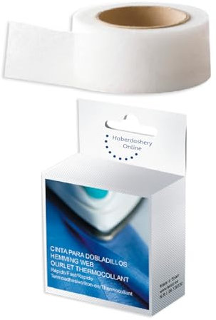 Haberdashery Online Cinta termoadhesiva para dobladillos. Cinta adhesiva para cortinas, pantalones, vaqueros. Fliselina. 10 metros x 3 cm